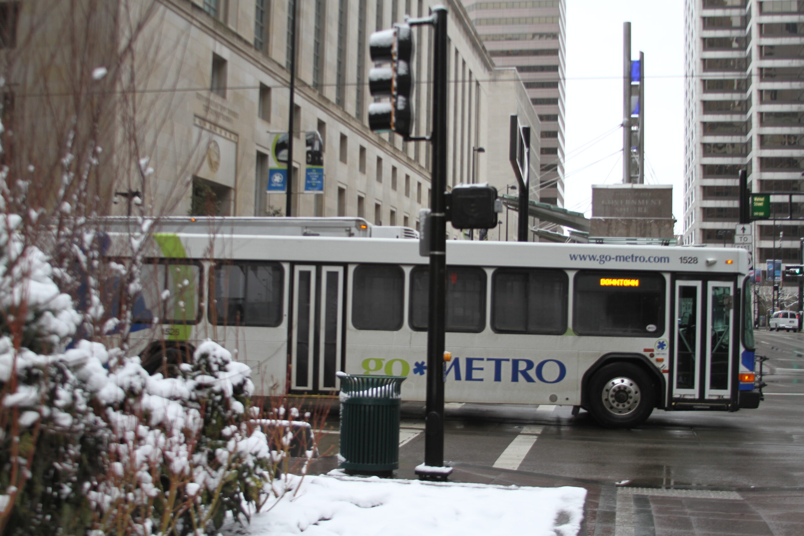 metro bus in snowy winter