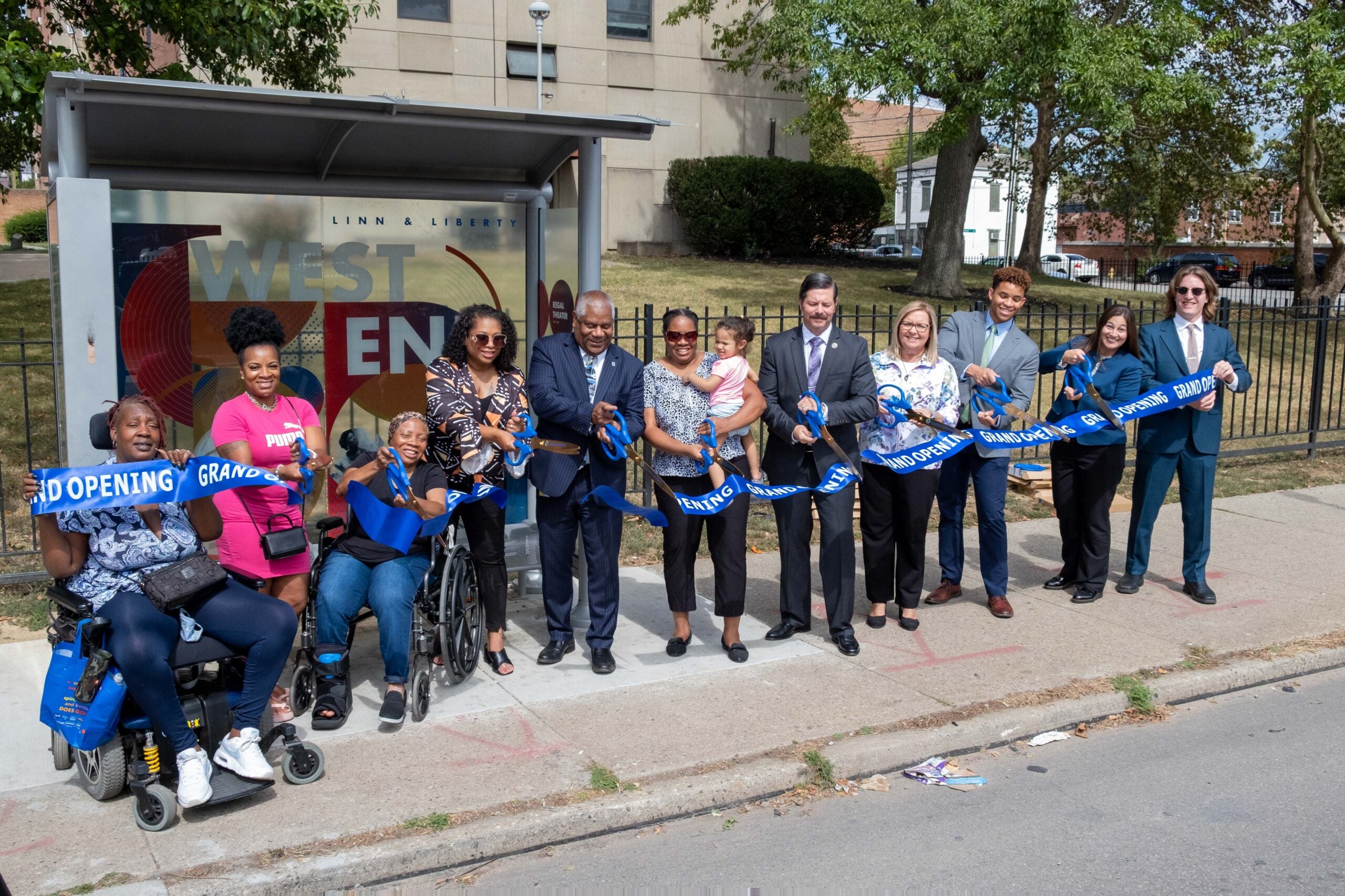 ribbon cutting for improved west end bus shelters