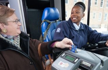 lady using bus pass