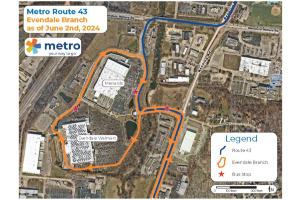 map of bus route 43